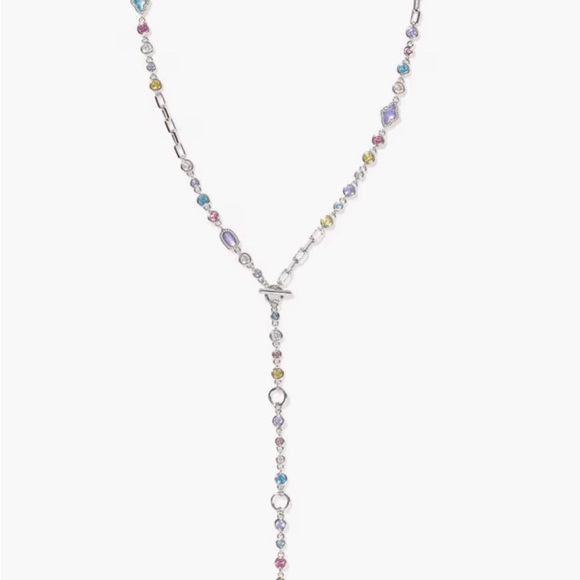 Multicolor Gemstone Station Sterling Necklace - Women - Picture 3 of 3